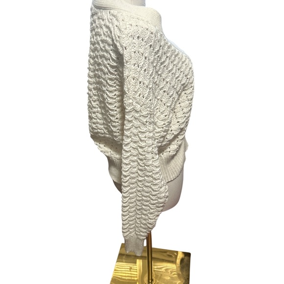 New Loft Ivory Textured Cotton Knit Cardigan Small - Picture 3 of 8